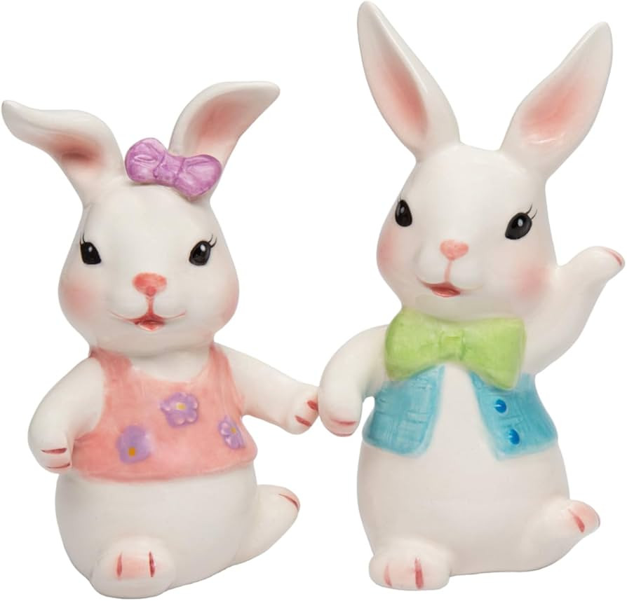 21041 Fine Ceramic Spring Easter Friends Forever Bunny Rabbit Salt & Pepper Shakers Set, 4-1/8" H | Amazon (US)