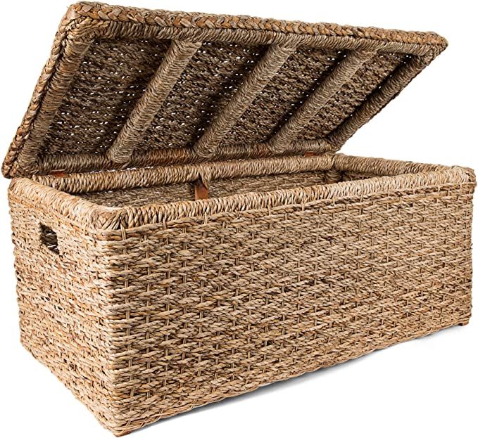 Wholestory Collective Handwoven Wicker 35" Banana Leaf Storage Trunk and Chest Toybox XL Organize... | Amazon (US)