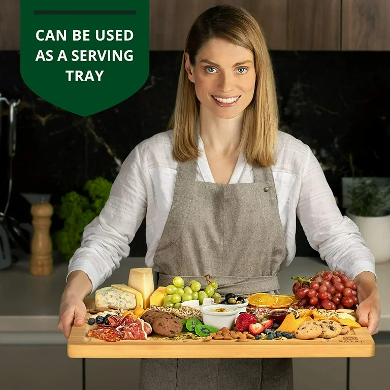 XXXL Bamboo Cutting Board for Kitchen 24" x 18" - Cheese and Charcuterie Serving Tray for Meat, T... | Walmart (US)