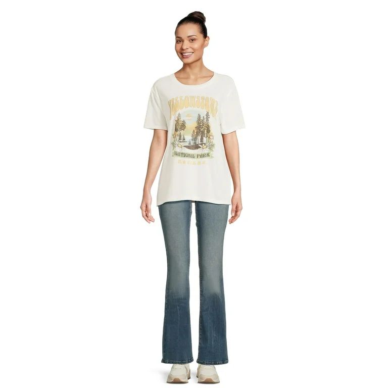 Time and Tru Women's Yellowstone National Park Graphic Tee with Short Sleeves, Sizes S-XXXL - Wal... | Walmart (US)