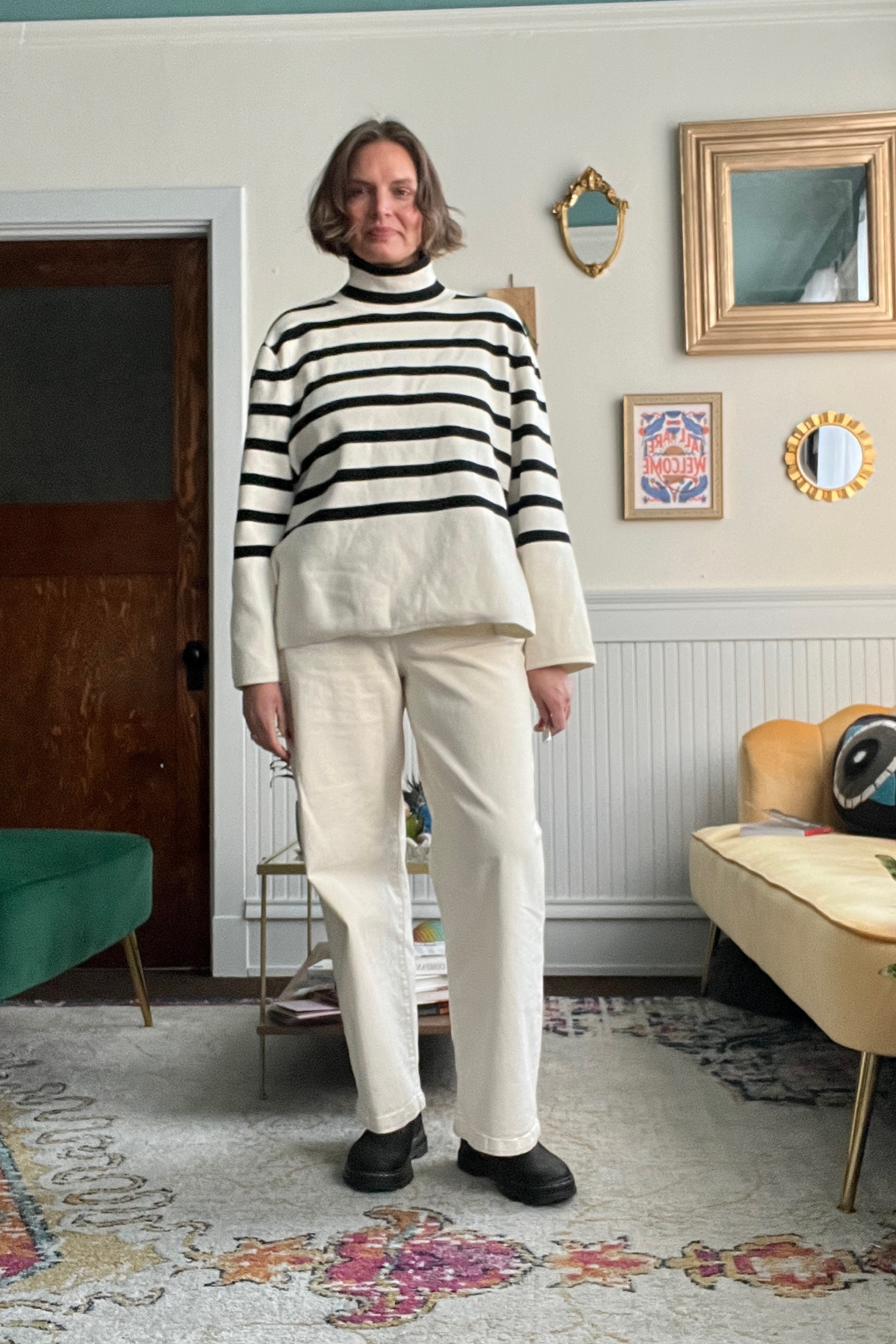 Monochromatic, but add some stripes

#LTKover40 #LTKmidsize #LTKSeasonal