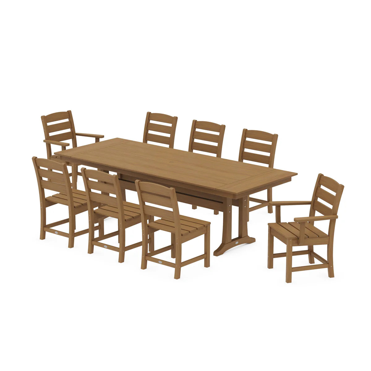 Lakeside 9-Piece Farmhouse Dining Set with Trestle Legs | POLYWOOD