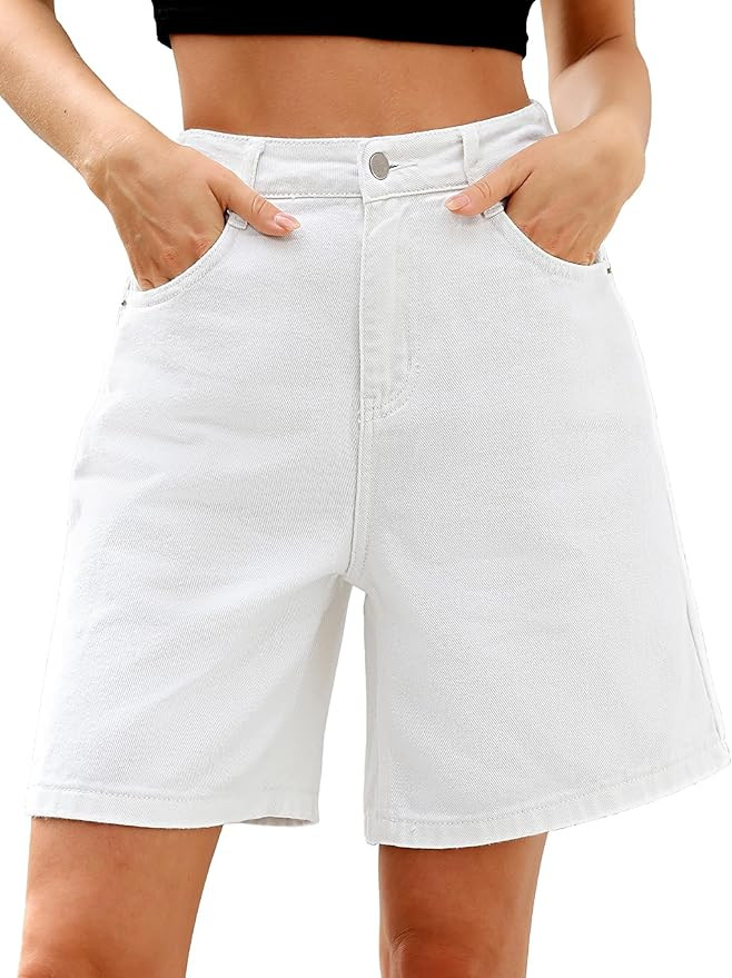 ELLEVEN Bermuda Jorts Baggy Jean Shorts - Casual Loose Fit Wide Leg Knee Length Denim Shorts with... | Amazon (US)