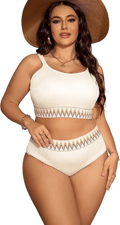 SOLY HUX Bikini Sets for Women Plus Size High Waisted Bikini Bathing Suits 2 Piece Swimsuit | Amazon (US)
