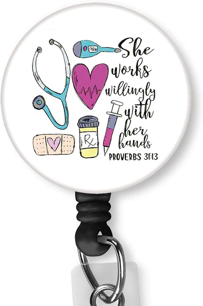 Rkvre She Works Willingly with Her Hands Nurse Badge Clip Badge Holders Card Holders Nurse Badge ... | Amazon (US)