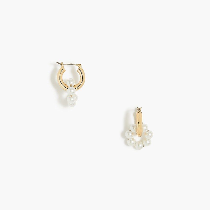 Pearl and gold hoop earrings | J.Crew Factory