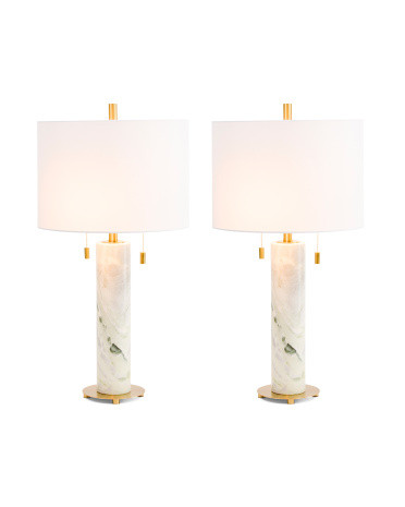 2pk 26in Marble Double Pull Table Lamps | TJ Maxx