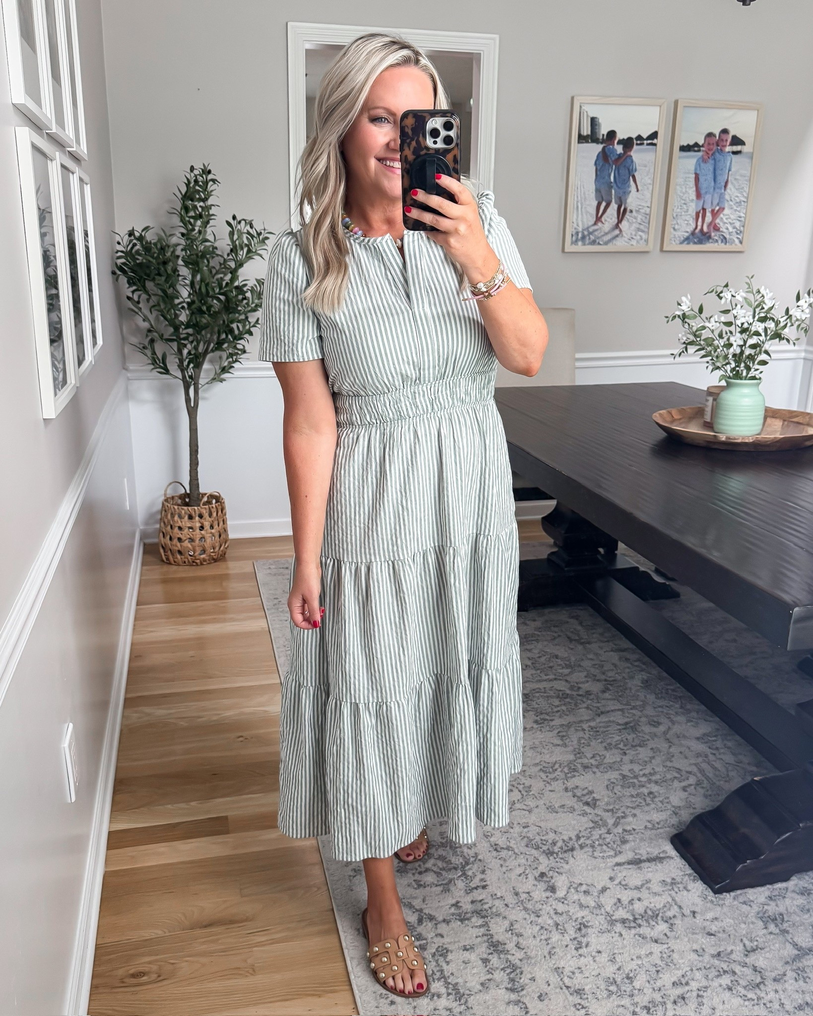 This striped midi dress feels like one of those effortless pieces you’ll keep reaching for all season. Lightweight dresses like this are perfect for vacations, brunch, church, summer events, or everyday wear when you want an easy outfit that still looks put together.

striped midi dress, summer dress, casual chic outfit, vacation style, everyday dress, lightweight outfit, feminine style, brunch outfit, easy summer look, lovelylifestyling

#LTKSeasonal #LTKOver40 #LTKootd
