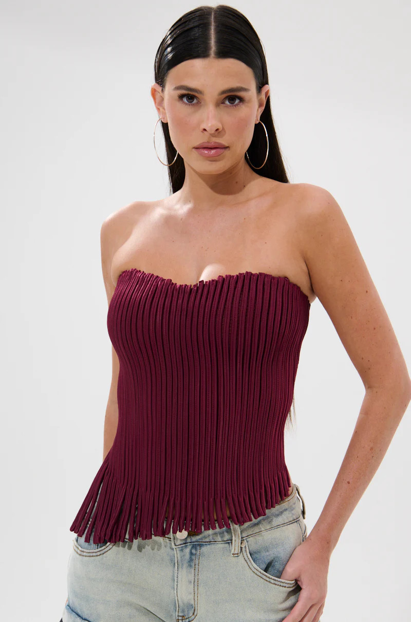 AKIRA Accordion Corset Top | Burgundy | Size XL | AKIRA