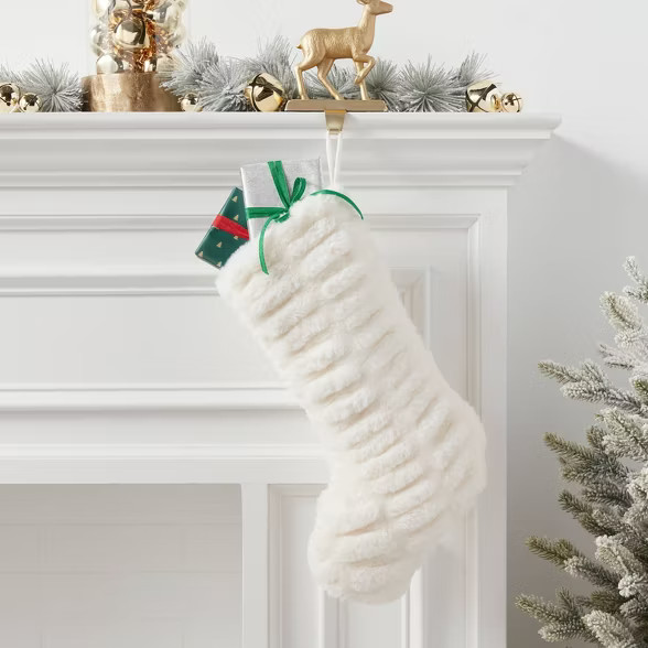 20" x 8" Rouch Faux Fur Stocking Cream - Threshold™ | Target