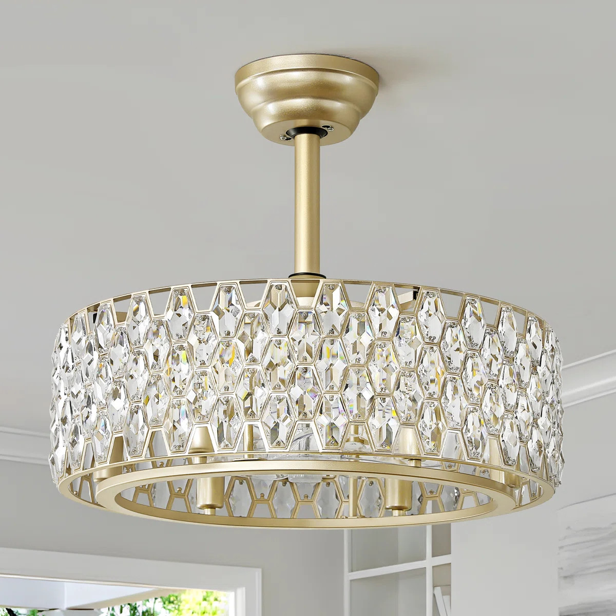 20'' Crystal Caged Ceiling Fan With Light Kit And Remote Control | Wayfair North America