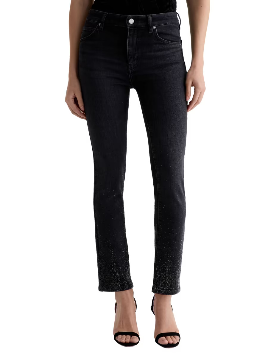 Mari Embellished Straight-Leg Jeans | Saks Fifth Avenue