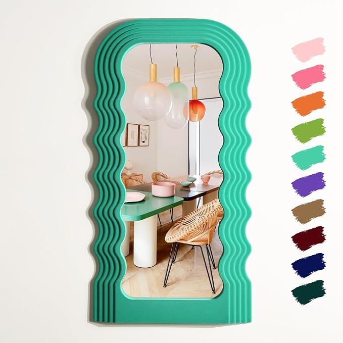 Irregular Green Wall Mirror Living Room Decor,14x28 Arch Mirrors | Soft Flocking Touch,Large Mode... | Amazon (US)