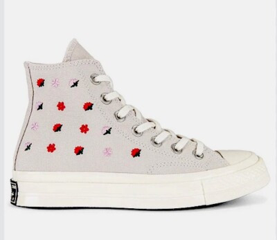 NEW Converse Chuck 70 High, Desert Sand Egret With Floral Embroidery, Size 7.5  | eBay | eBay US