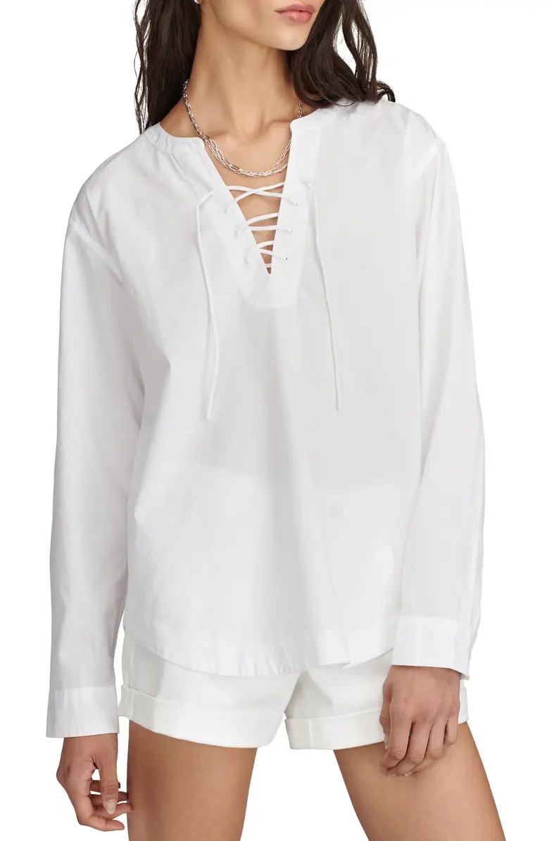 Lace-Up Oversize Shirt | Nordstrom