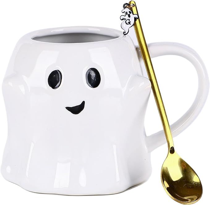 Vroknvs Spooky Ghost Mug - Novelty Ceramic Mug 14oz White Ceramic Ghost Shaped 3D Coffee Cup with... | Amazon (US)