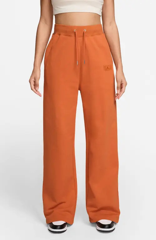 Jordan Flight Fleece French Terry Open Hem Pants in Starfish/Campfire Orange at Nordstrom, Size Large | Nordstrom
