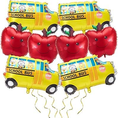 8 Pieces School Bus Foil Balloon Car Balloons and Red Fruit Balloons Party Decoration Large Size ... | Amazon (US)
