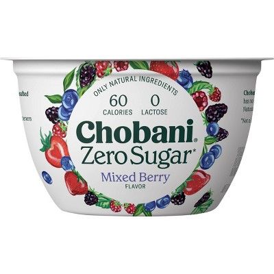 Chobani Zero Sugar Mixed Berry Nonfat Greek Yogurt - 5.3oz | Target