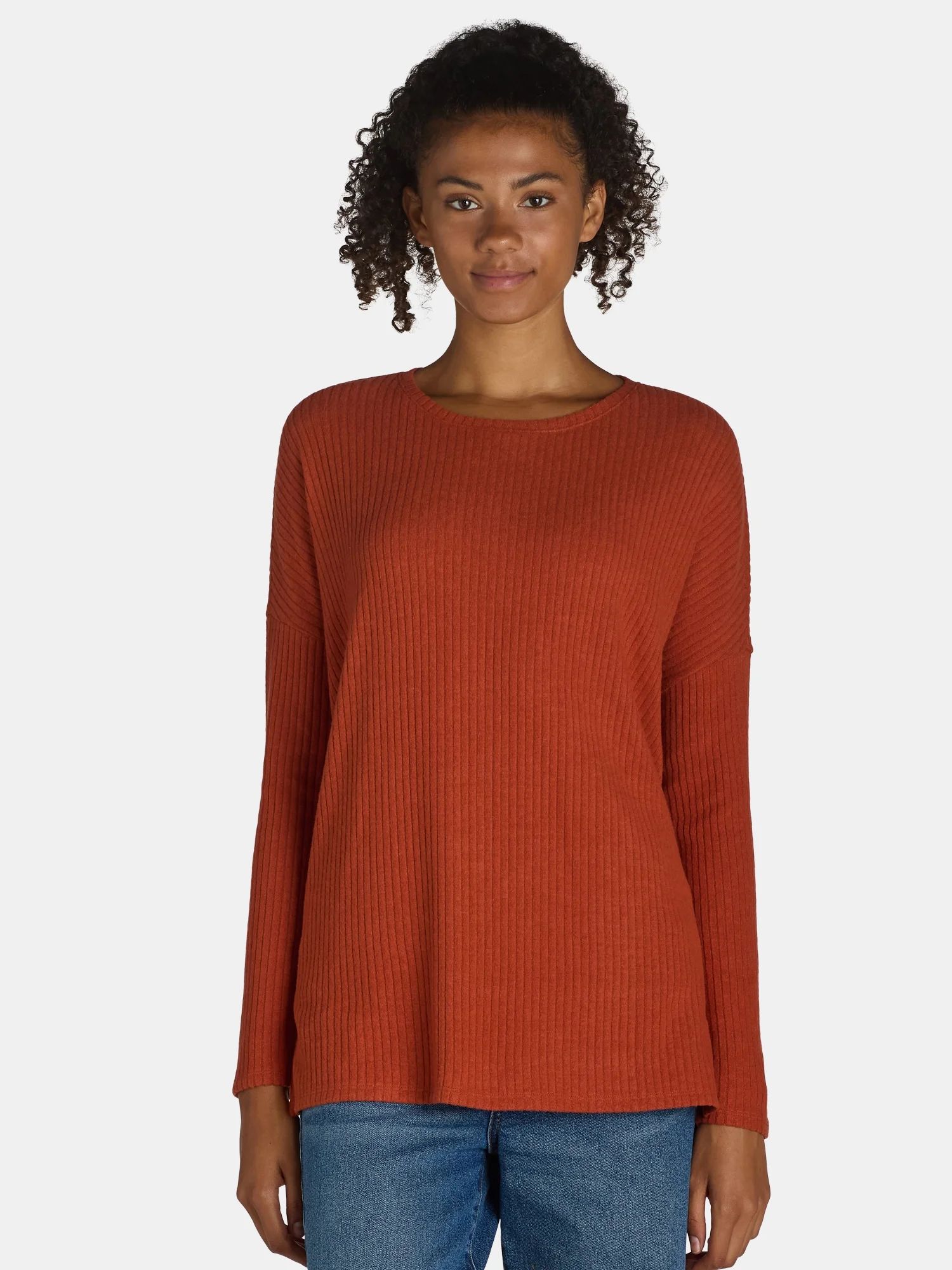 Time and Tru Women's Ribbed Tunic Top, Sizes S-XXXL - Walmart.com | Walmart (US)