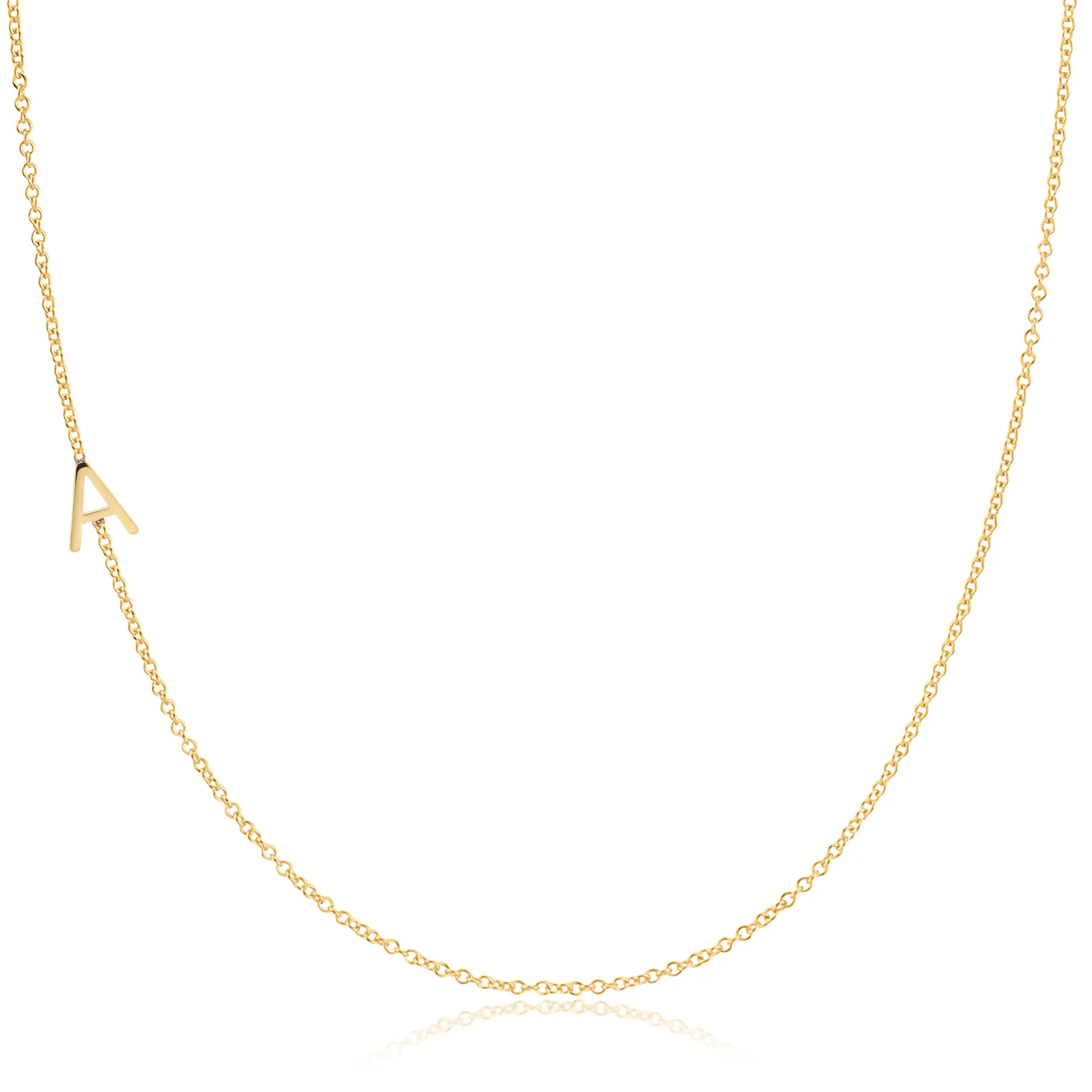 14K GOLD ASYMMETRICAL LETTER NECKLACE - A | Maya Brenner