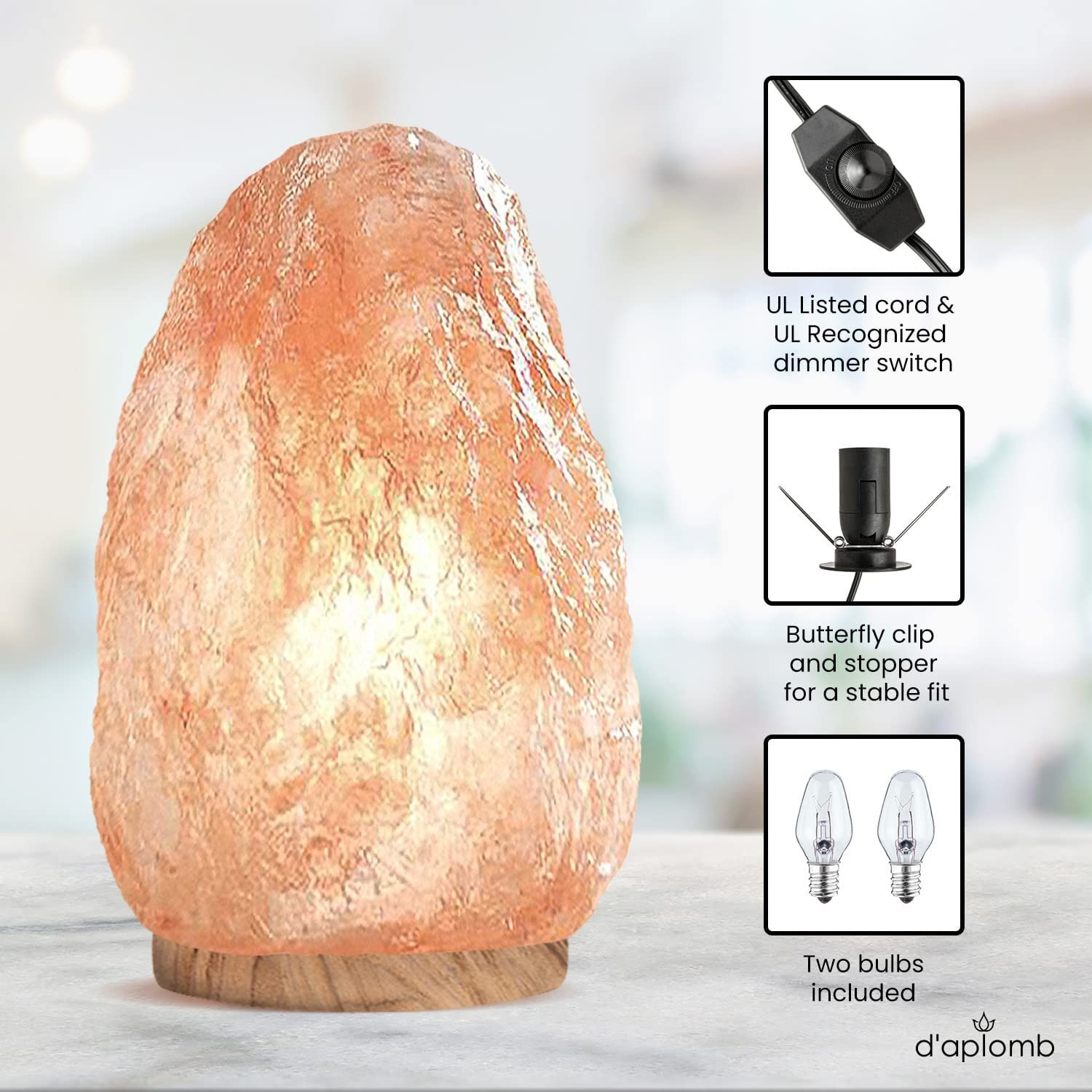 Amazon.com: d'aplomb 100% Authentic Natural Himalayan Salt Lamp; Large Hand Carved Natural Chunk ... | Amazon (US)
