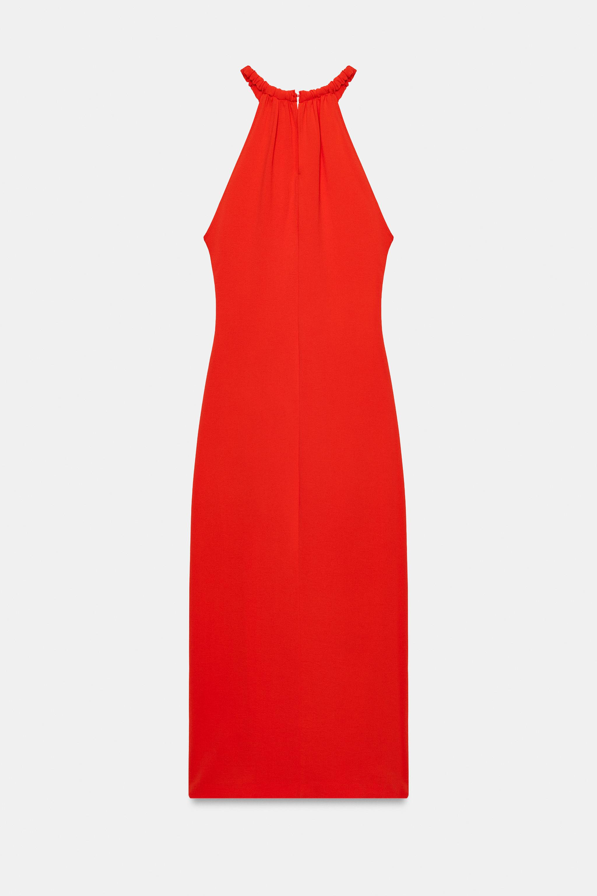 HALTER MIDI DRESS WITH TRIM | Zara US