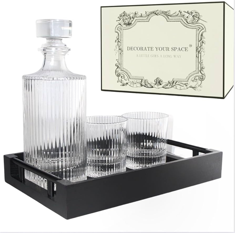 Bedside Water Carafe and Glass Set 2 cups 1 Lid with Ottoman tray | Bedside Carafe, Water Carafe ... | Amazon (US)