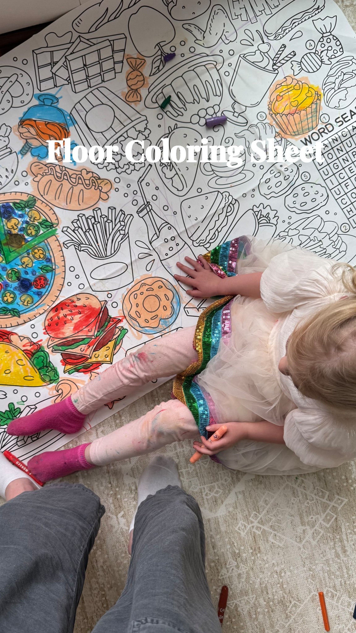 My four year old’s new favorite quiet time activity! This floor coloring sheet from Amazon is a hit! 