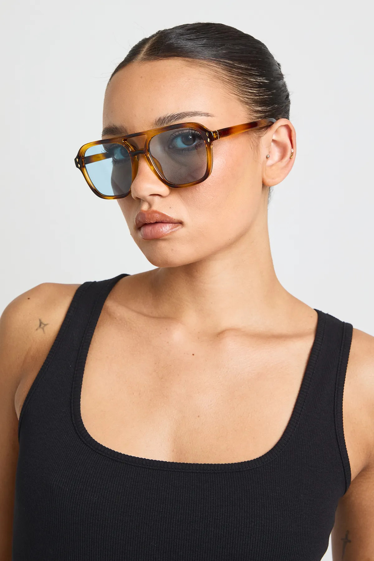 Sunglasses | Tortoise Shell Coloured Lens Aviator Sunglasses | boohoo | Boohoo.com (UK & IE)