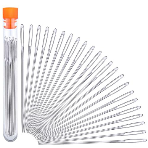 Hand Sewing Needles, 2.56-inch Large Eye Sewing Sharp Needles, Leather Needle Embroidery Thread Needle for Crafts, Repair Stitching with a Bottle(23 PCS) | Amazon (US)