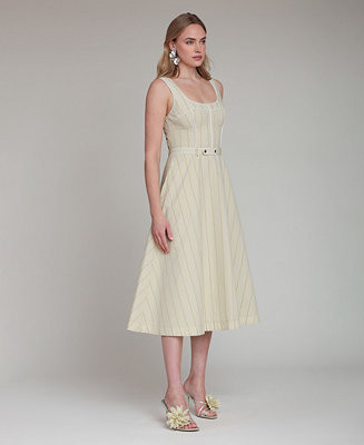 Women's Contrast Piping Midi Dress | Macy's