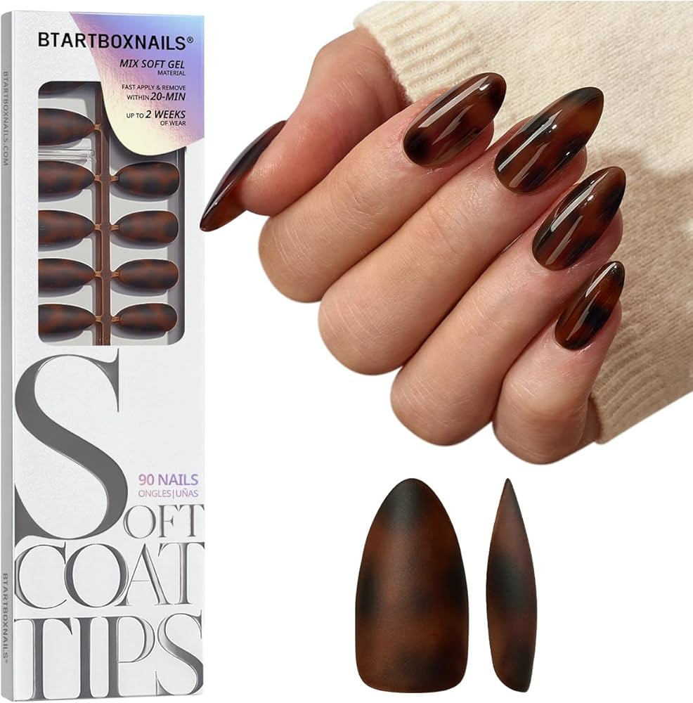 BTArtboxnails SOFTCOATTIPS Press On Nails - Tortoiseshell Almond Press On Nails Medium, 90Pcs Sal... | Amazon (US)