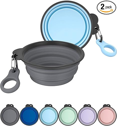Aonkey Collapsible Dog Bowls with Bottle Carrier, 2 Pack Travel Dog Water Bowl Upgraded Carabiner... | Amazon (US)