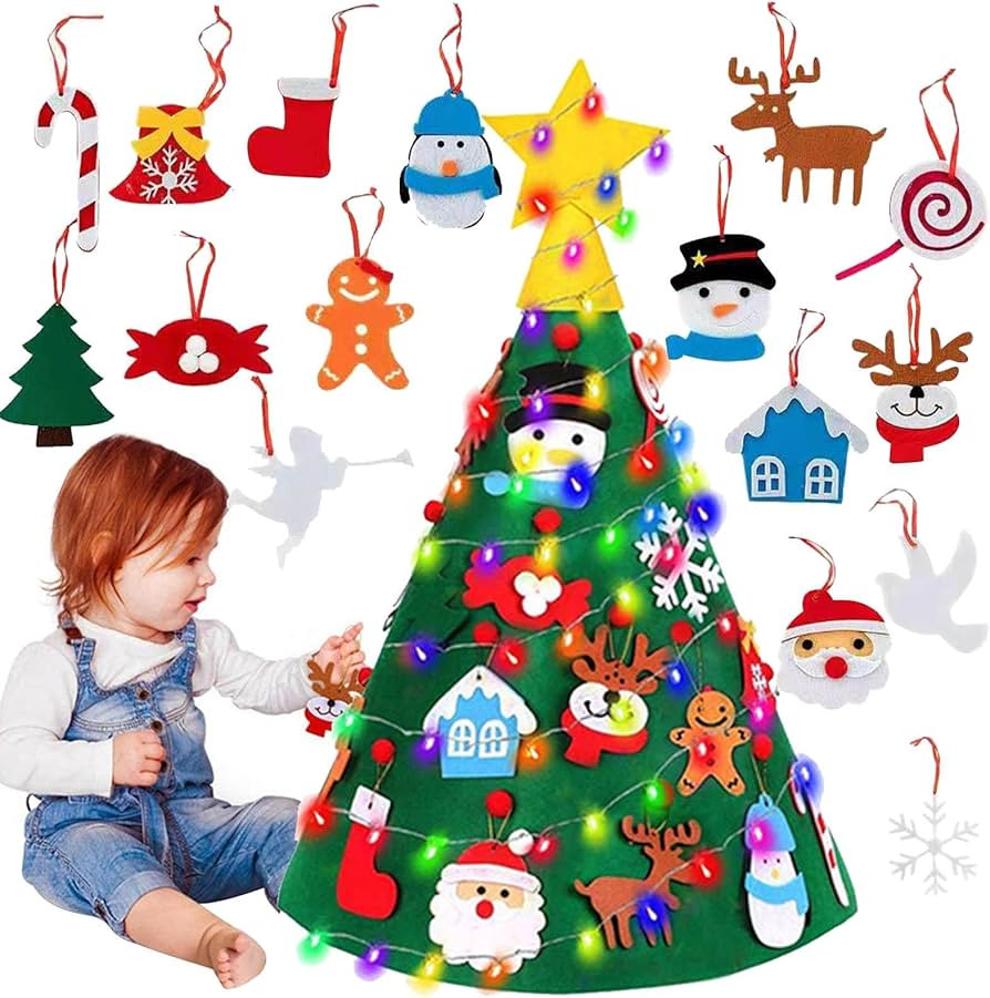 3d Felt Christmas Tree | Felt Christmas Tree Set | Christmas Tree With Led Lights, Detachable Chr... | Amazon (IT)