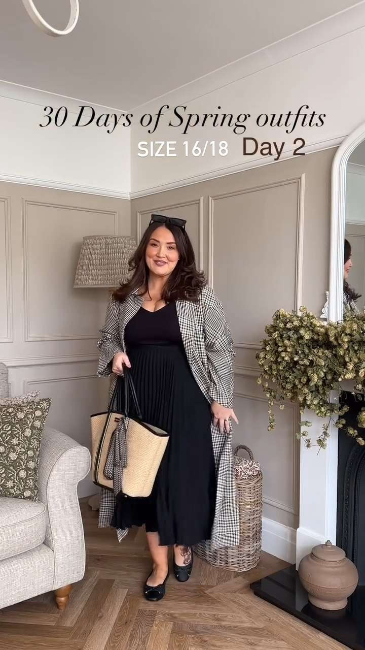Spring Outfit, Outfit Idea, H&M, Carvela, Basket Bag, Ballet Flats, Check Trench Coat, Pleated Skirt, Casual Style 

 #LTKAprilSpotlight #LTKuk #LTKspring