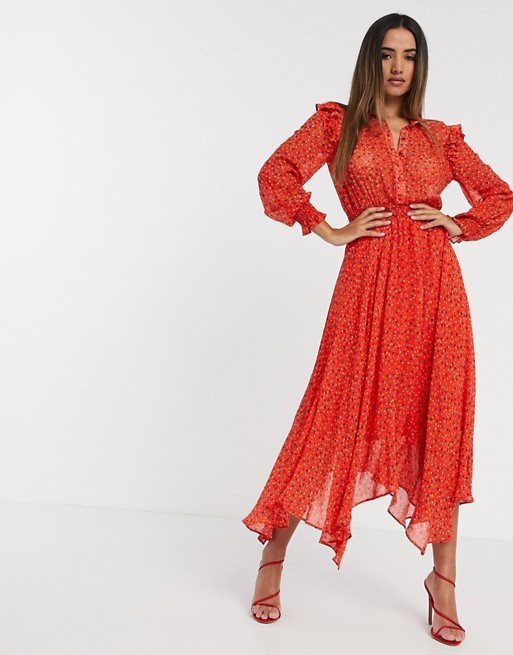 Ghost audree georgette heart print maxi dress in confetti hearts | ASOS (Global)