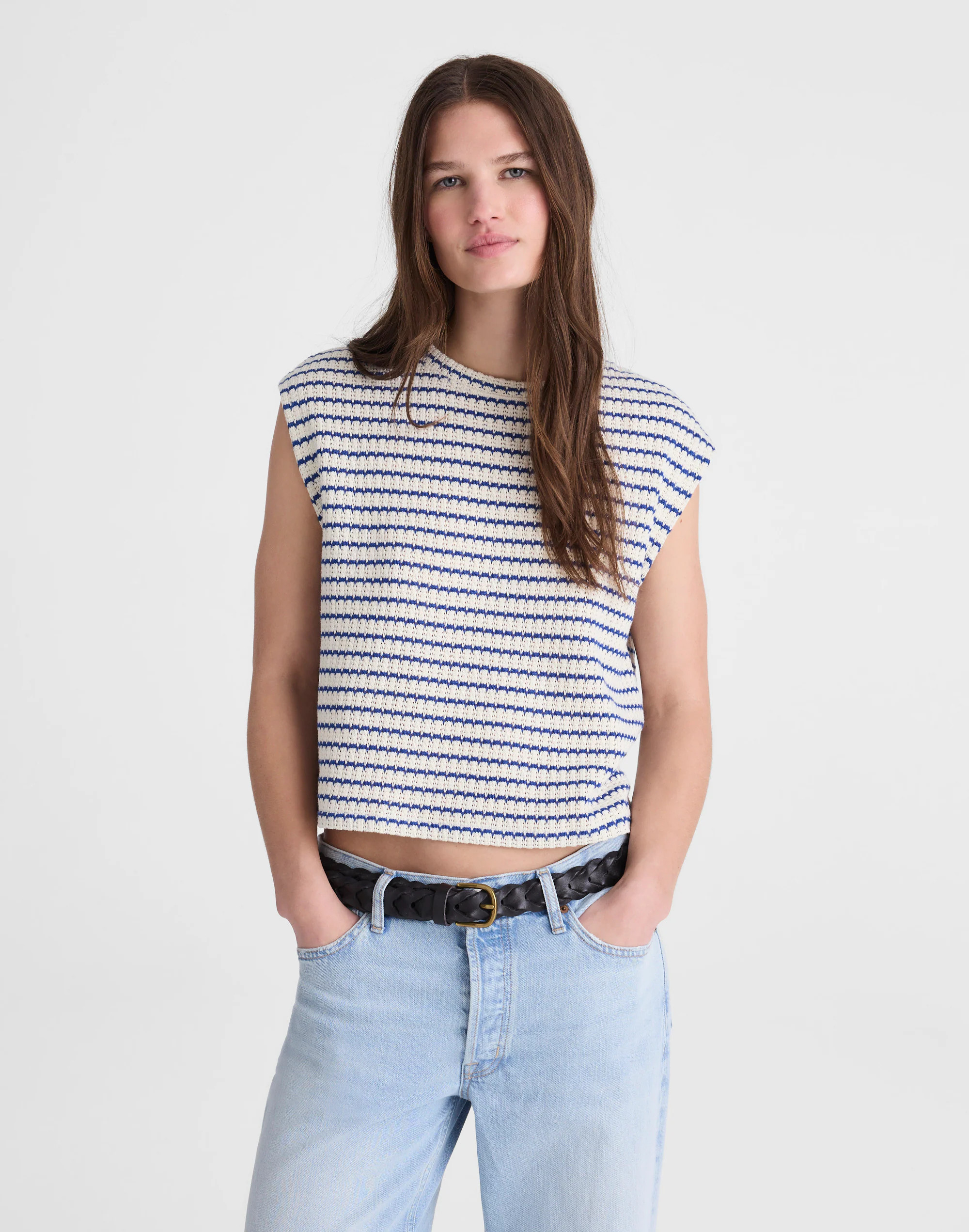 Textured-Knit Boxy Muscle Tee | Madewell