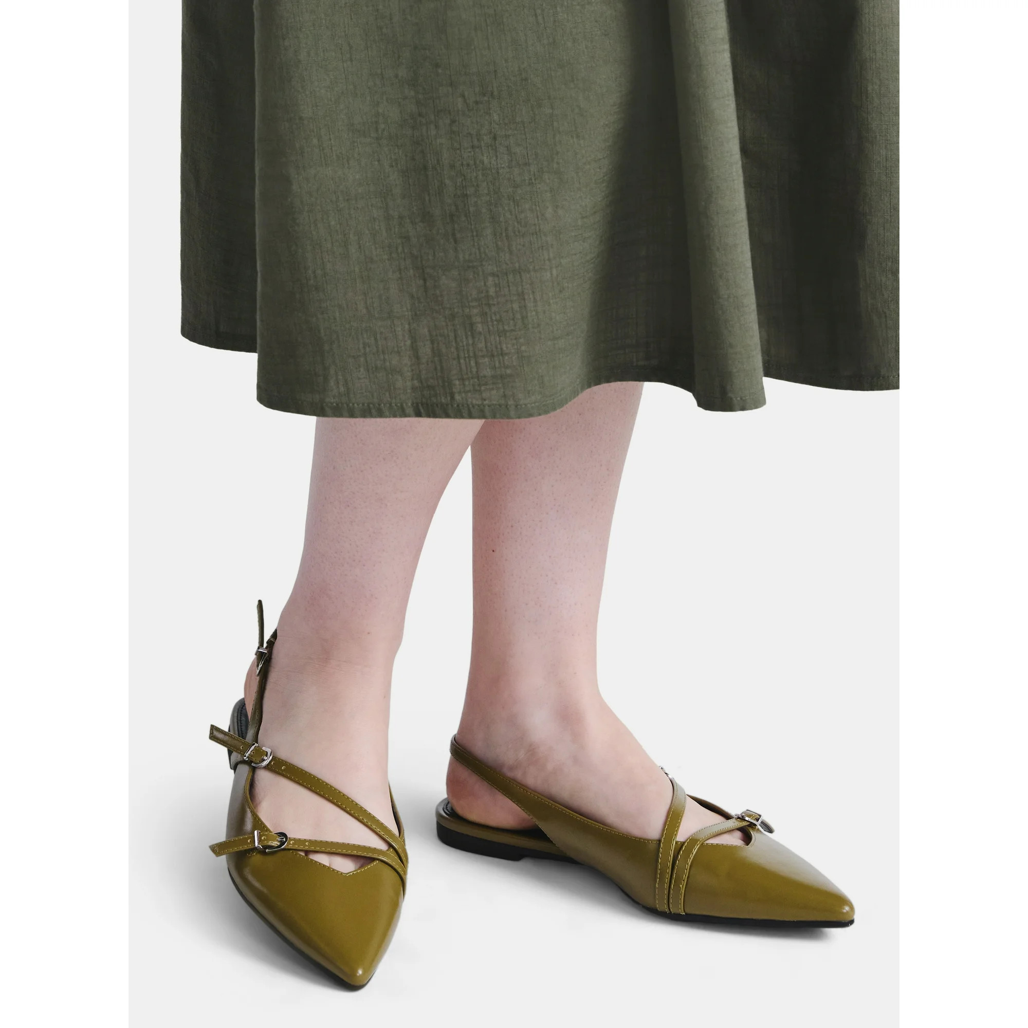 Time and Tru Women's Strappy Sling Back Flats | Walmart (US)