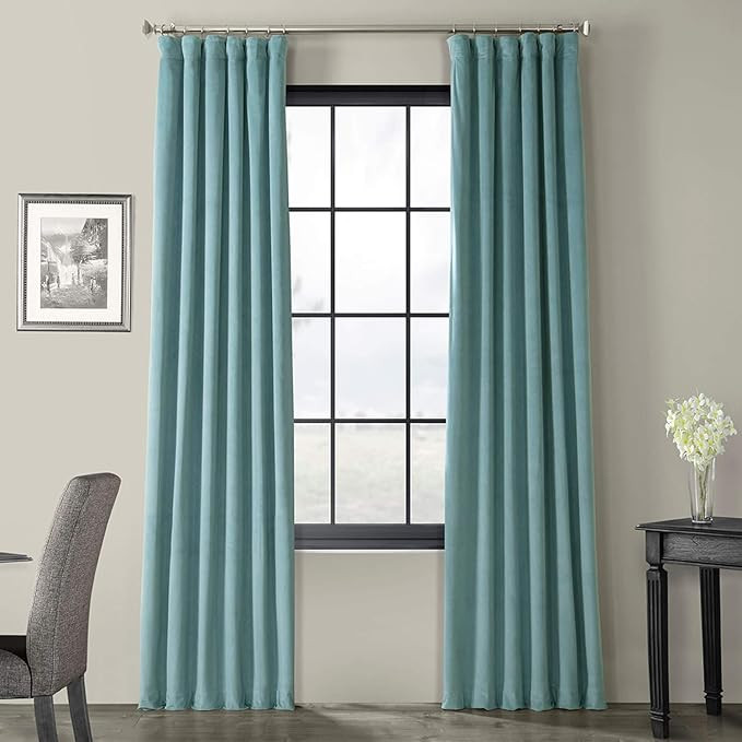 HPD Half Price Drapes VPCH-P Signature Blackout Velvet Curtain (1 Panel), 50 X 108, Skylark Blue | Amazon (US)