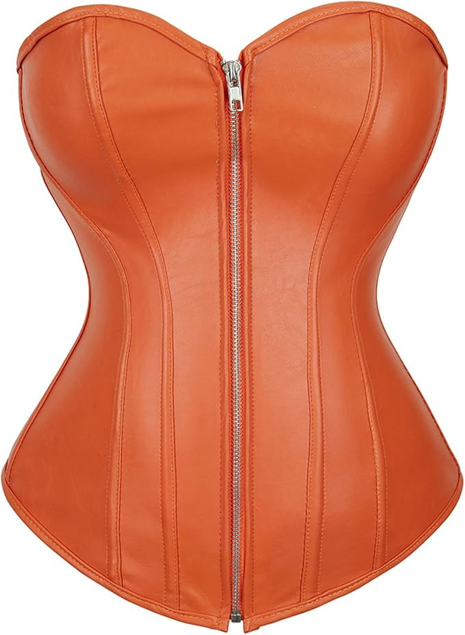 Women's Faux Leather Bustier Corset Top Steampunk Waist Cincher | Amazon (US)