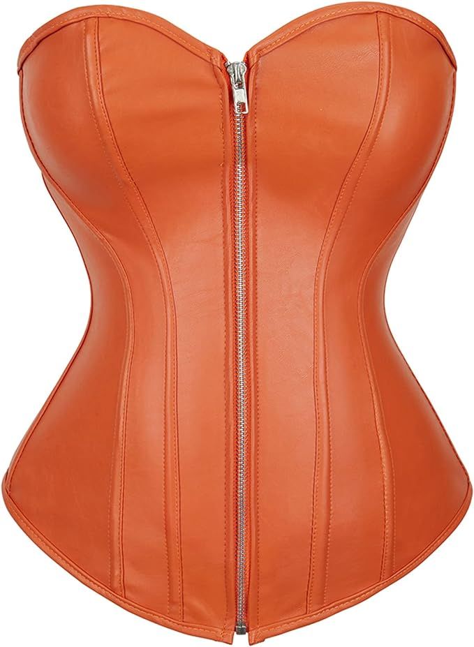 Women's Faux Leather Bustier Corset Top Steampunk Waist Cincher | Amazon (US)