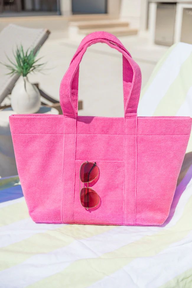 Pink Terry Cloth Tote Bag DOORBUSTER | Pink Lily