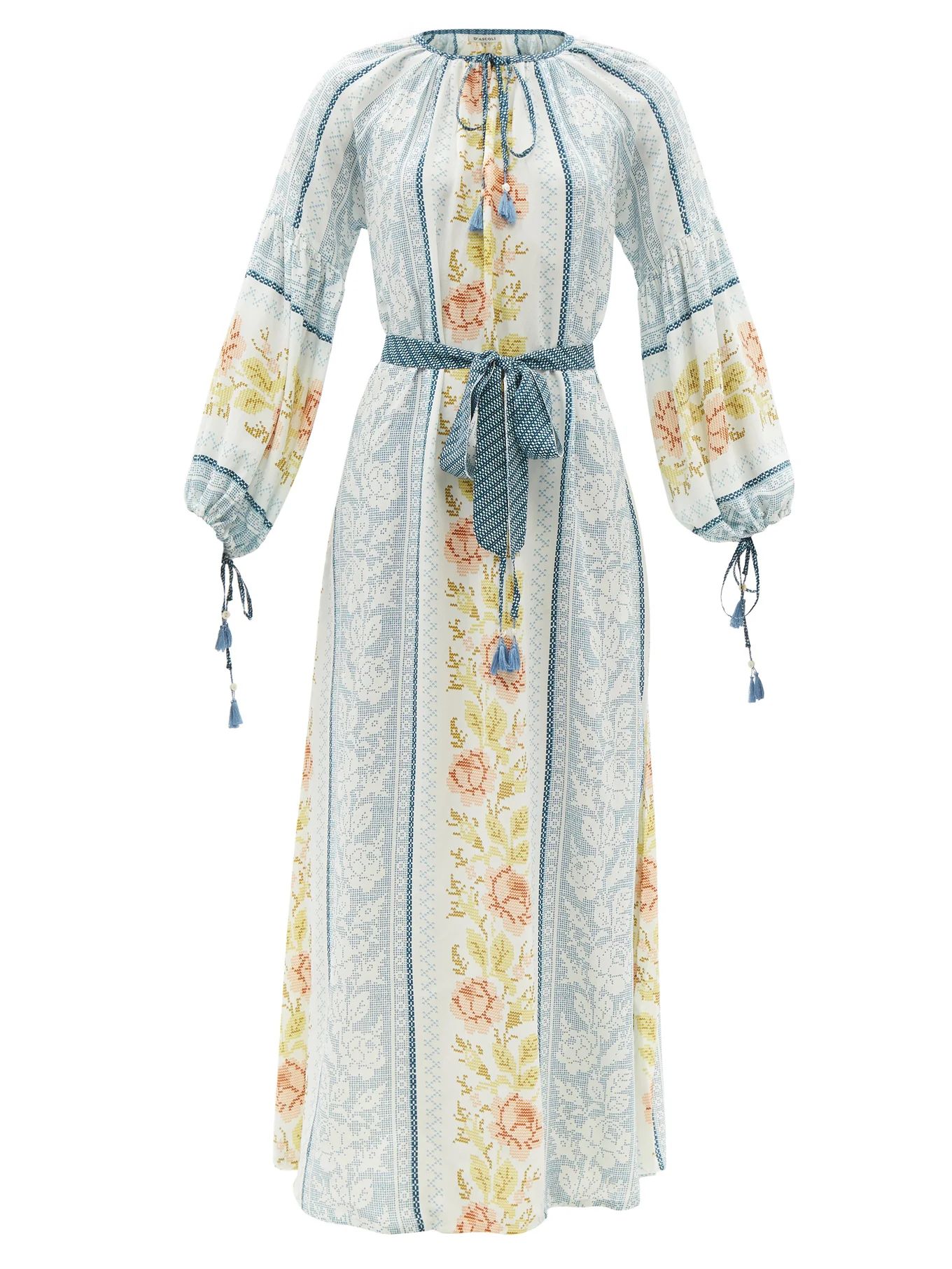 Alina tasselled floral-print silk-crepe dress | Matches (US)
