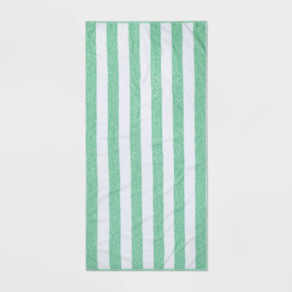 Cabana Striped Beach Towel Green - Sun Squad | Target