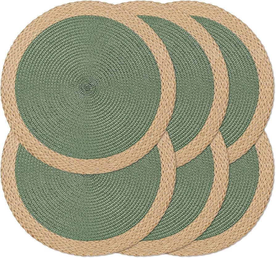 Noctiflorous Round Braided Placemats Set of 6 Table Mats 15 Inches Washable Heat Resistant for Di... | Amazon (US)