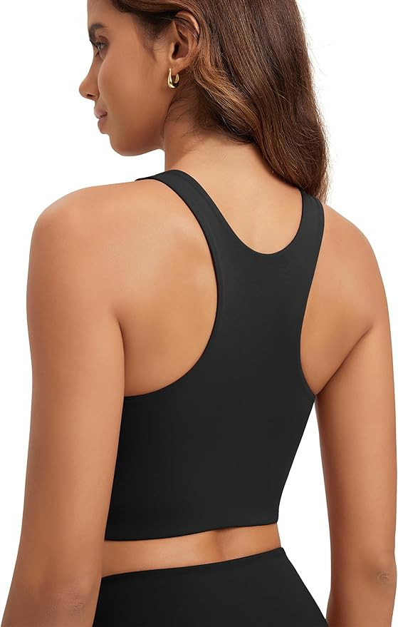 ODODOS Racerback Tank Bra for Women High Neck Non Padded Medium Support Sports Bra Workout Yoga C... | Amazon (US)