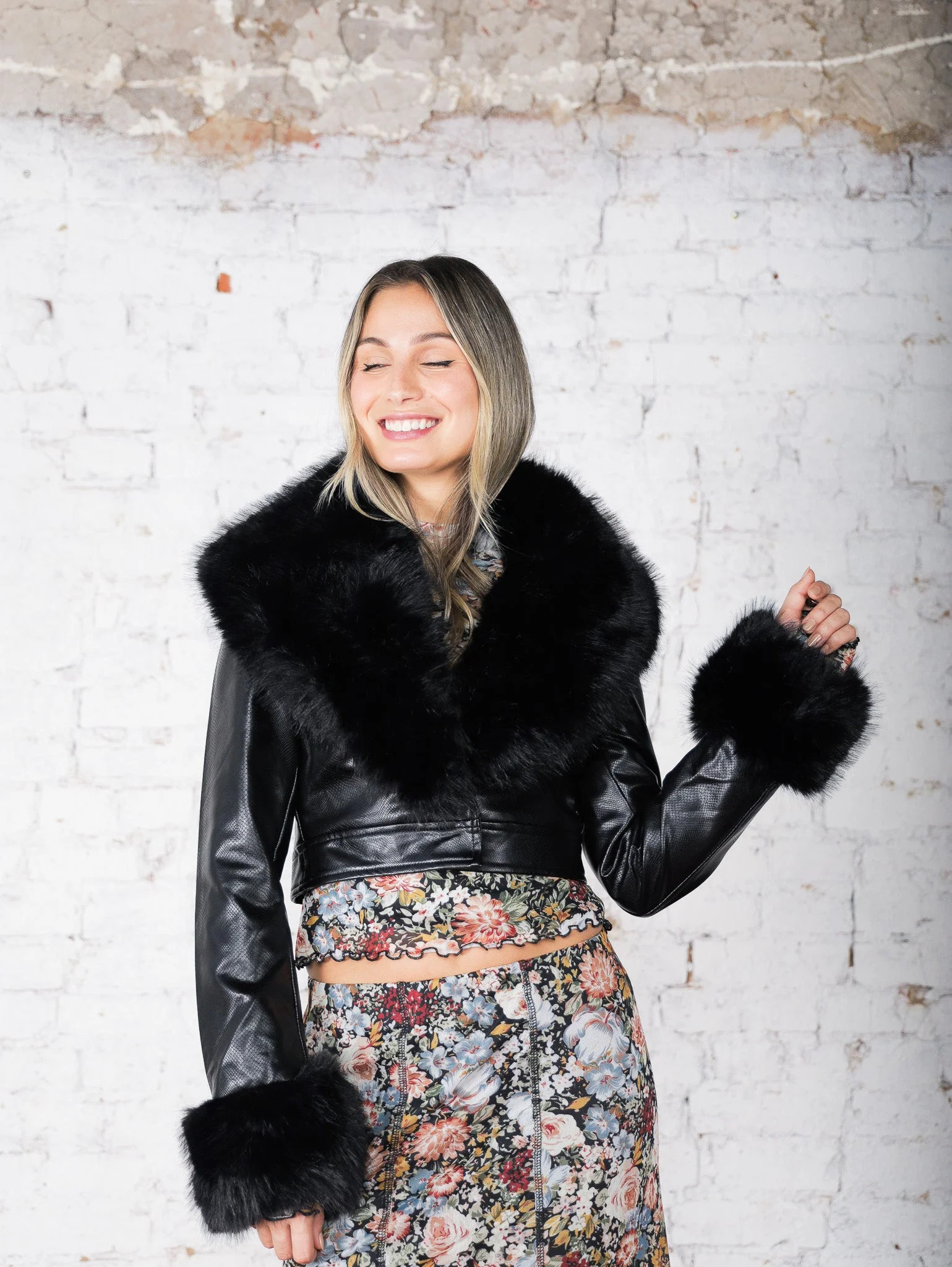 Minnie Furry Denim Jacket - Molly Green | Molly Green