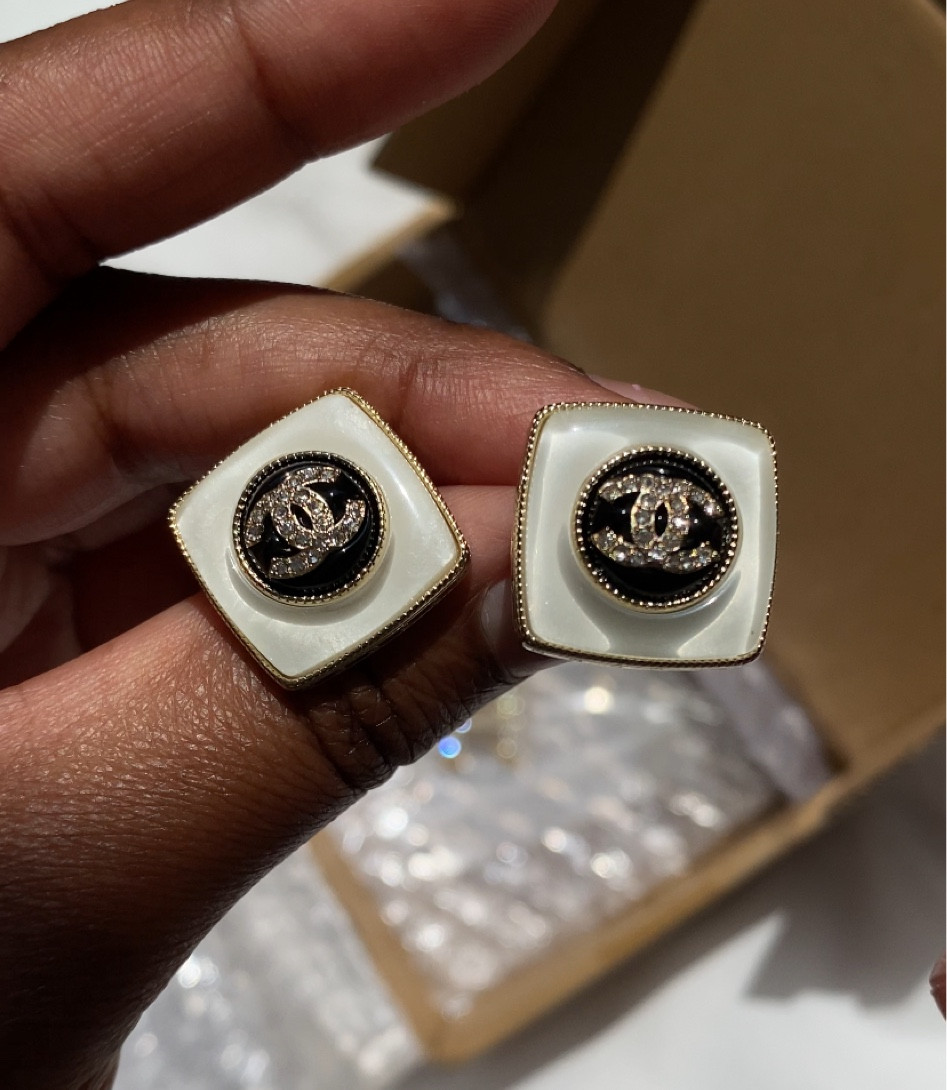 Chanel Sparkly White and Black Stud Earrings | Jewellery Finds

#LTKstyletip #LTKGiftGuide #LTKFind
