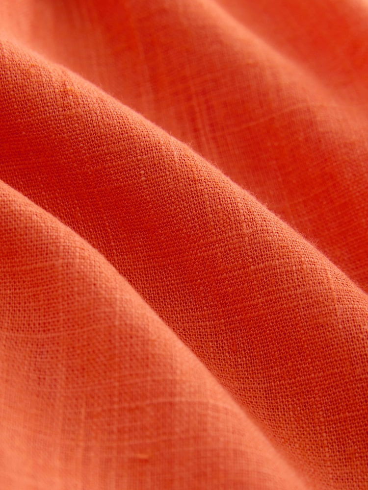 Orange Flutter Sleeve Button Front Top With Linen | Next EU